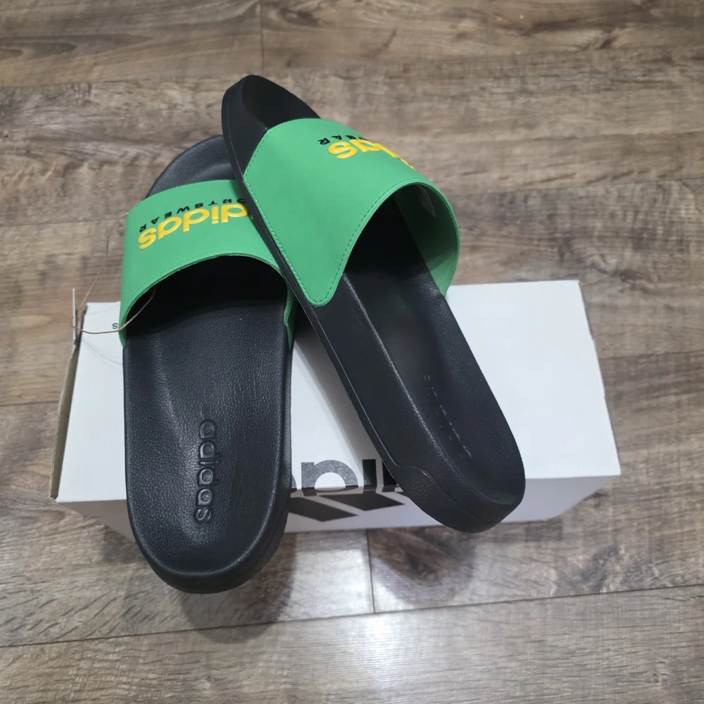 Adidas Green and Black Slides Men Size 11